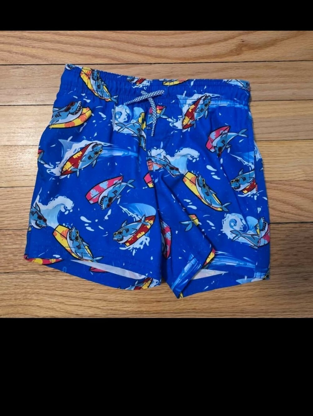 Boys Blue Surfboard Print Swim Shorts